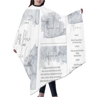 Personality  Watercolor Abstract Pale Grey Wedding Set With Hand Drawn Background. Hair Cutting Cape