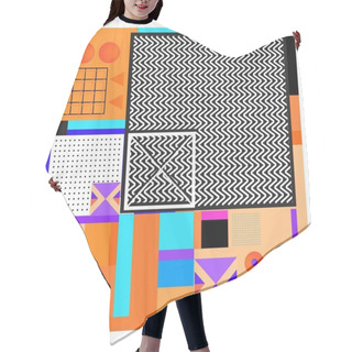 Personality  Trendy Geometric Elements Memphis Colorful And Glowing Design. Retro 90s Style Texture, Pattern And Elements. Modern Abstract Background Design And Cover Template Hair Cutting Cape