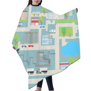 Personality  Cartoon City Vector Illustration Hair Cutting Cape