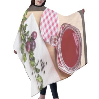 Personality  Berry Juice In Glass On Chopping Board Flat Lay Hair Cutting Cape