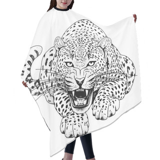 Personality  Leopard Face Tattoo ,Vector Illustration, Print Hair Cutting Cape