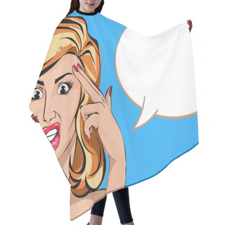 Personality  Pop Art Comics Style Woman With Finger Gun Gesture, Vector Hair Cutting Cape