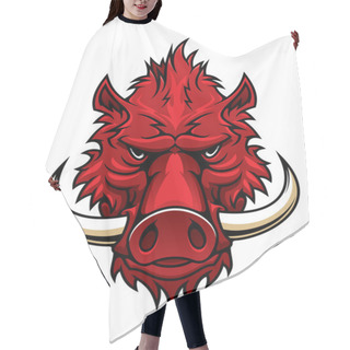 Personality  Red Boar Head Mascot Hair Cutting Cape