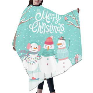 Personality  Cute Snowmen Hugging. Merry Christmas Card, Hair Cutting Cape