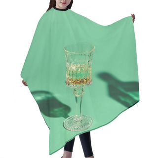 Personality  Close-up Shot Of Crystal Glass Of Absinthe On Green Surface Hair Cutting Cape