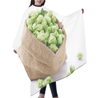 Personality  Sack Of Hops On A White Background. Hair Cutting Cape