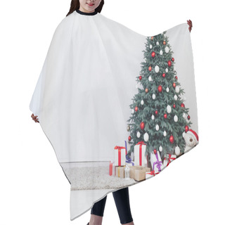 Personality  Christmas Tree With Gifts New Year Scenery Room Winter Hair Cutting Cape