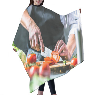 Personality  Chef Cook Preparing Vegetables In His Kitchen Hair Cutting Cape