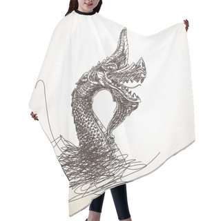 Personality  Hand Drawn Dragon Statue Hair Cutting Cape