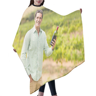 Personality  Smiling Vintner Holding Bottle Of Wine Hair Cutting Cape
