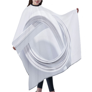 Personality  Close Up View Of Paper Stripes In Knot On White Background Hair Cutting Cape