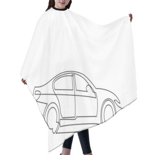 Personality  Continuous Line Drawing Of Side View Of Modern Sedan Car Hair Cutting Cape