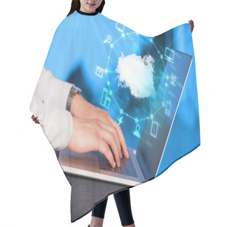 Personality  Hand Working With A Cloud Computing Diagram Hair Cutting Cape