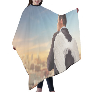 Personality  Businessman With Angel Wings Hair Cutting Cape