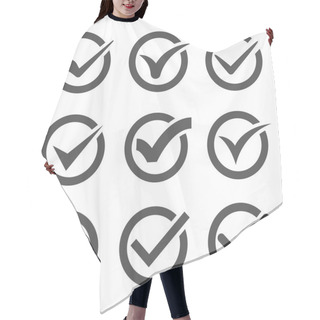Personality  Grey Vector Check Marks Or Ticks In Circles Hair Cutting Cape