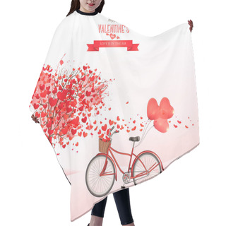 Personality  Valentine Holiday Background With Heart Shaped Tree And Bicycle  Hair Cutting Cape