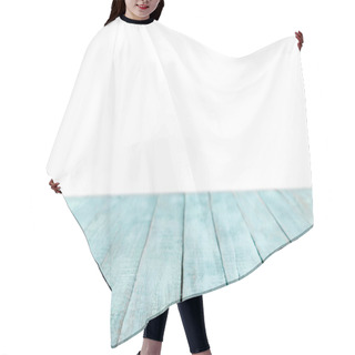 Personality  Turquoise Striped Wooden Tabletop On White Hair Cutting Cape