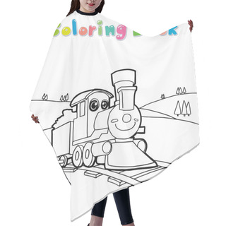 Personality  Train Coloring Page Vector Hair Cutting Cape