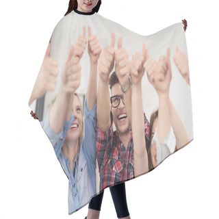 Personality  Team Of Young People Showing Thumbs Up Signs Hair Cutting Cape