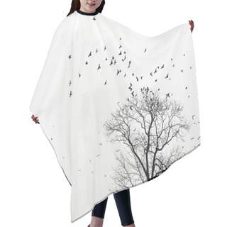 Personality  Mystic Abstract Landscape With Birds Over Trees That Fly In The Shape Of An Arc Or Female Breasts (breast Cancer, Anxiety, Depression - Concept) Hair Cutting Cape