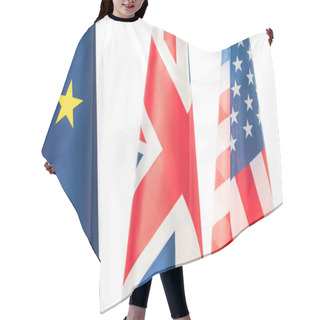 Personality  Flags Of Usa, Great Britain And European Union Isolated On White Hair Cutting Cape