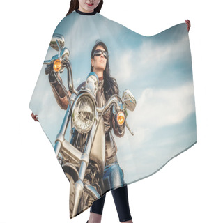 Personality  Biker Girl On A Motorcycle Hair Cutting Cape