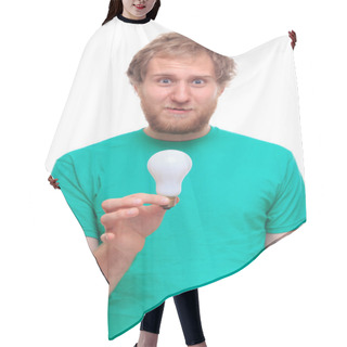 Personality  Surprised Man With Light Bulb Hair Cutting Cape