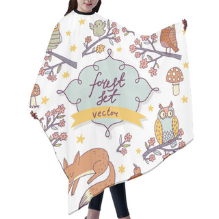 Personality  Forest Birds And Animals Cartoon Set Hair Cutting Cape