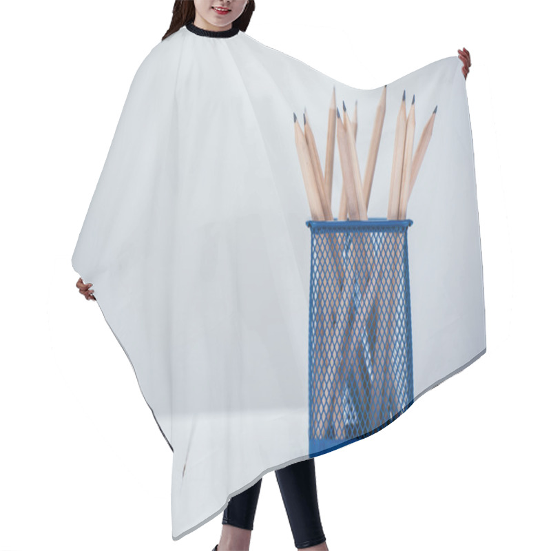 Personality  Pencil Box On White Wooden Table Hair Cutting Cape