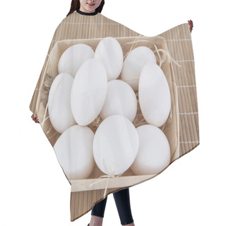 Personality  Wooden Box With White Eggs  Hair Cutting Cape