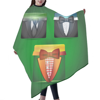 Personality  Set Of Vector Men's Suits Hair Cutting Cape