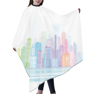 Personality  Colorful Panorama Of City. Hair Cutting Cape