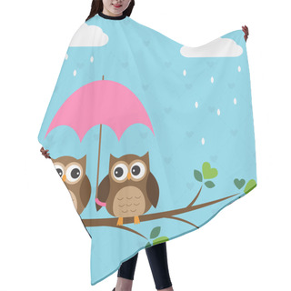 Personality  Owls Couple Under Umbrella Hair Cutting Cape