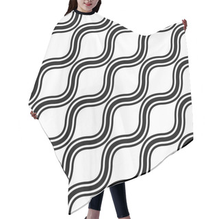 Personality  Seamless Monochrome Angular Wave Pattern Hair Cutting Cape