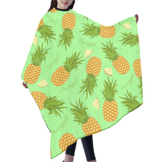 Personality  Seamless Background Of Whole Pineapples And Pineapple Slices. Pattern. Hair Cutting Cape