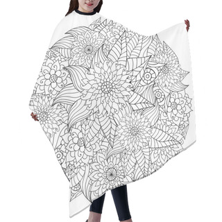 Personality  Black And White Circle Floral Ornament. Round Lace Flower Mandal Hair Cutting Cape