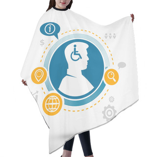 Personality  Disabled Handicap Icon And Male Avatar Profile Picture Hair Cutting Cape