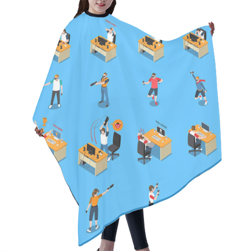 Personality  People In Cyber Sport Isometric Set Hair Cutting Cape