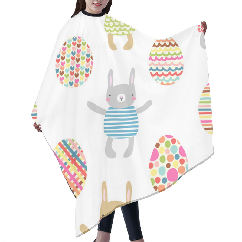 Personality  Easter Pattern With Bunnies And Eggs Hair Cutting Cape