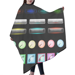 Personality  Vector Set Of Colorful Buttons Hair Cutting Cape