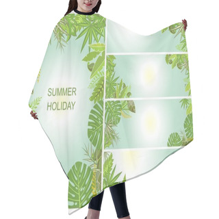 Personality  Set Of Green Tropical Backgrounds Hair Cutting Cape