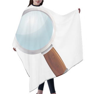 Personality  Vector Magnifying Glass. Vector Illustration.  Hair Cutting Cape
