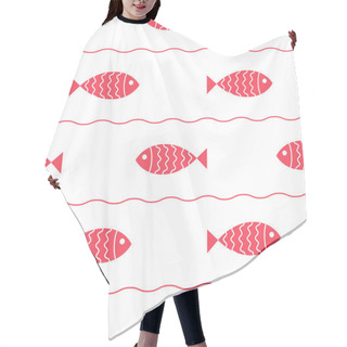 Personality  Seamless Nautical Pattern With Fish. Hair Cutting Cape