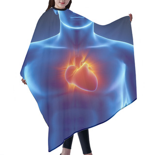 Personality  Human Heart In Detail With Glowing Rays Hair Cutting Cape