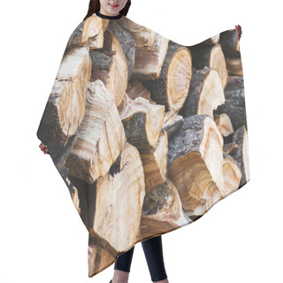 Personality  Firewood Background Closeup Hair Cutting Cape