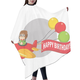 Personality  Boy Ridding Plane And Say Happy Birthday Hair Cutting Cape