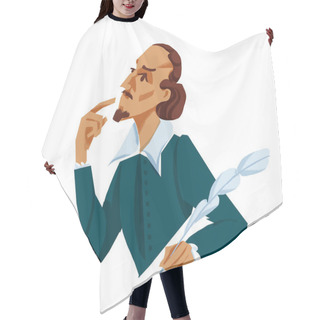 Personality  William Shakespeare Thinking Colour Illustration Hair Cutting Cape