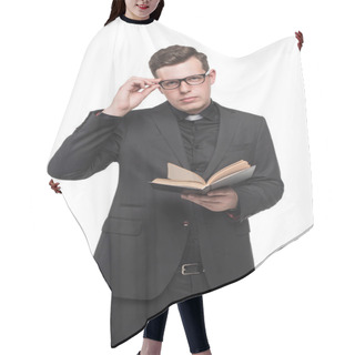 Personality  Young Priest Reading Scripture Book Hair Cutting Cape