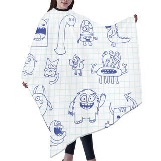 Personality  Set Of Doodle Monsters Icons Hair Cutting Cape
