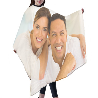 Personality  Loving Middle Aged Couple Hair Cutting Cape